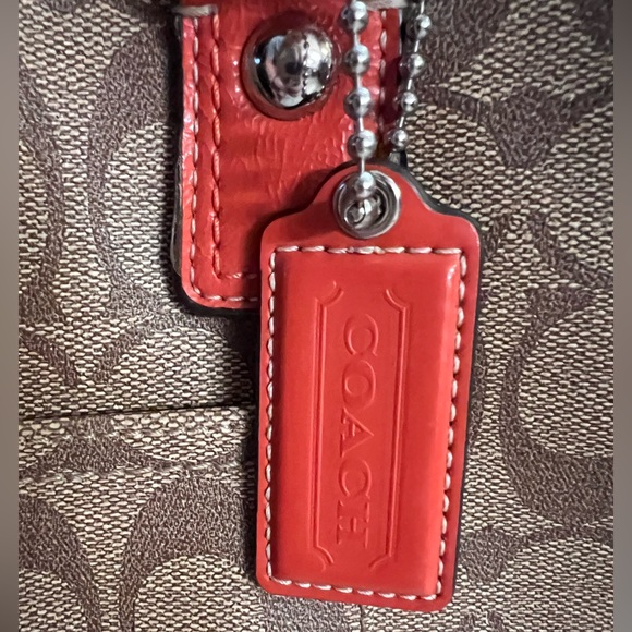 Coach Peyton Signature Logo Heritage Authentic Tote with Orange Leather Trim! 🧡 - Picture 13 of 14